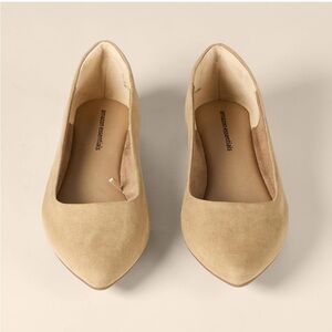 NWT Amazon Essentials Beige Microsuede  Ballet Flats